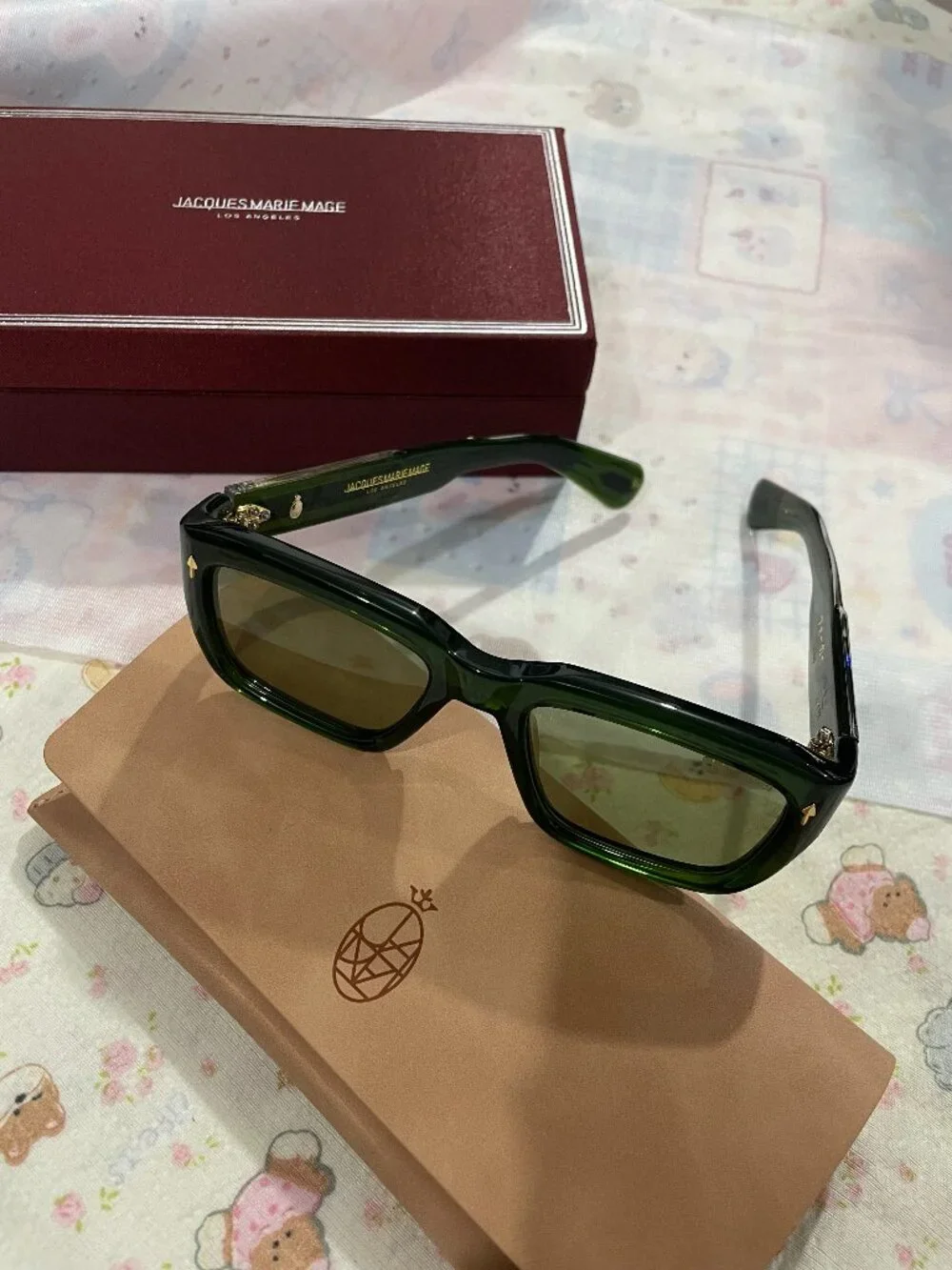 Jacques Marie Mage Dark Green Square-Frame Sunglasses